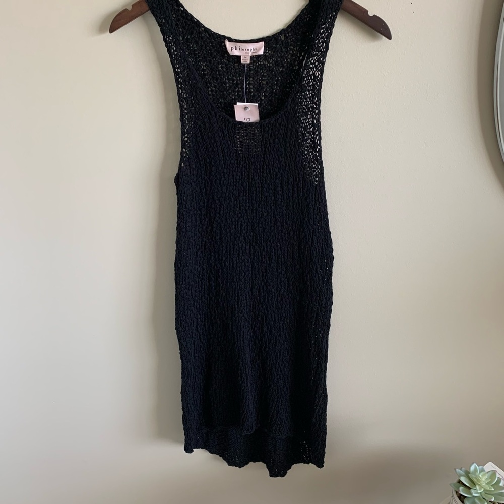 NWT Philosophy Black Crochet Knit Tank Dress Sz M